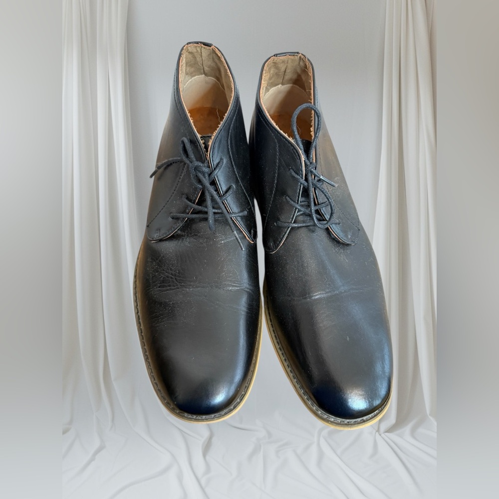 Deer Stags James Chukka Memory Foam Black Leather Boots Men Size 11